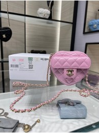 Imitation Chanel 2022S Love Heart mini Lambskin Crossbody Chain Bag AO2784 pink HY19615SU34