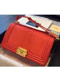 Imitation Chanel Boy Flap Shoulder Bag Red Python Leather A66095 Gold HY9158uq94