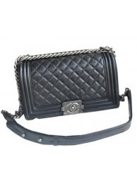 Imitation Chanel Boy Flap Shoulder Bags Black Cannage Pattern Leather A67086 Silver HY25526sJ18