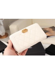 Imitation Chanel Calfskin Leather & Gold-Tone Metal Wallet A80566 white HY12065Za30