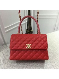 Imitation Chanel Caviar Leather Red Top Handle Bag 92991 Glod HY13540QN34
