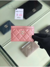 Imitation Chanel classic card holder Grained Calfskin & Gold-Tone Metal B31510 Pink HY21876sJ18