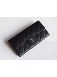 Imitation Chanel Classic Flap Wallet A31506 black silver-Tone Metal HY2896sJ18