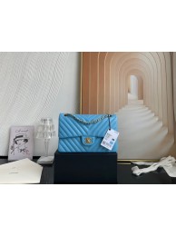 Imitation Chanel classic handbag Lambskin & gold Metal V01112 sky blue HY25583uq94