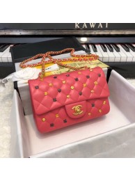 Imitation CHANEL Classic Handbag Lambskin Gold-Tone & Ruthenium-Finish Metal A01116 red HY12814SU87