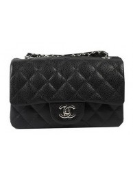 Imitation Chanel Classic MINI Flap Bag Black Cannage Pattern CF1119 Silver HY25240Nj42