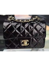 Imitation Chanel Classic mini Flap Bag Black Original Patent Leather CF7171 Gold HY2825SU34