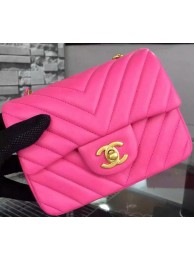 Imitation Chanel Classic mini Flap Bag Chevron Sheepskin Leather A68748 Rose HY14620Za30