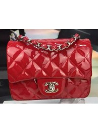Imitation Chanel Classic mini Flap Bag Red Original Patent Leather CF7171 Silver HY26678uq94