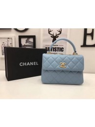 Imitation Chanel Classic Top Handle Bag Sheepskin Leather CHA2371 SkyBlue HY22685Nj42