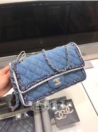 Imitation CHANEL Flap Bag Denim Braid & Silve-Tone Metal A57698 blue HY25053Xr29