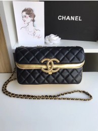Imitation Chanel flap bag Lambskin & Gold-Tone Metal 57275 black&gold HY1447SU58