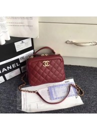 Imitation Chanel Flap Bag vanity case Calfskin & Gold-Tone Metal A57905 Burgundy HY12043Ug88