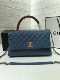 Imitation Chanel flap bag with Burgundy top handle A92991 Blue HY17388Xr29