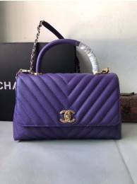 Imitation Chanel Flap Bag with Top Handle A92991 purple HY7430KV93