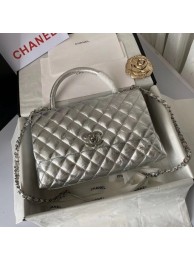 Imitation Chanel Flap Bag with Top Handle A92991 silver HY7893Tm92