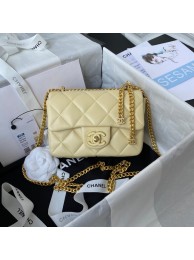 Imitation Chanel Flap Lambskin mini Shoulder Bag AS3113 light yellow HY17002Dl40