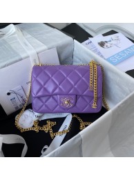 Imitation Chanel Flap Lambskin small Shoulder Bag AS3114 purple HY8815Nj42