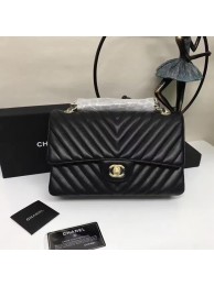 Imitation Chanel Flap Shoulder Bags Black Sheepskin Leather A1112 Glod HY22240zn33