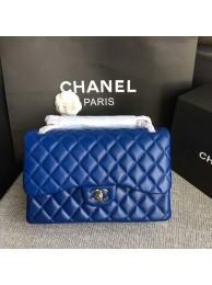 Imitation Chanel Flap Shoulder Bags Blue Original Lambskin Leather CF1113 Silver HY8065QN34