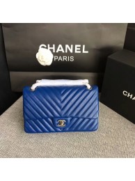Imitation Chanel Flap Shoulder Bags Blue Original Sheepskin CF1112 Silver HY2594SU87