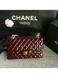 Imitation Chanel Flap Shoulder Bags Coffee Original Patent Leather CF1112 Gold HY20460Za30