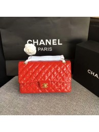 Imitation Chanel Flap Shoulder Bags Red Original Patent Leather CF1112 Gold HY13173uq94