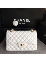 Imitation Chanel Flap Shoulder Bags White Original Lambskin Leather CF1113 Glod HY13410SU34