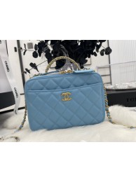 Imitation CHANEL HANDBAG Grained Calfskin&Gold-Tone Metal AP3222 blue HY21640EY79