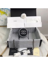 Imitation Chanel Lambskin & Silver-Tone Metal small Round Bag 81599 Black HY21522SU58
