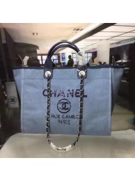 Imitation Chanel Large Canvas Tote Shopping Bag A1679 Blue HY14635QN34