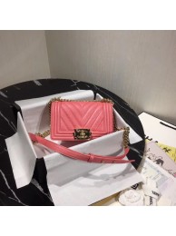 Imitation Chanel Le Boy Flap Shoulder Bag Original Leather Pink V67085 Gold HY2828RC38