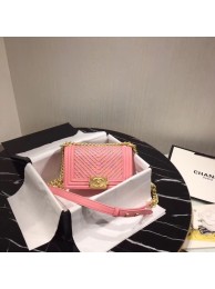 Imitation Chanel Leboy Original Calfskin leather Shoulder Bag G67085 pink & gold -Tone Metal HY15730QN34