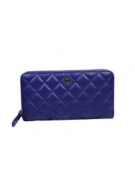 Imitation Chanel Matelasse Zip Around Wallet Original Cannage Pattern CHA50097 Blue HY1495QN34