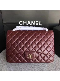 Imitation Chanel Maxi Quilted Classic Flap Bag Wine Sheepskin Leather A58601 Gold HY6478RC38