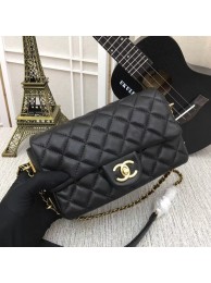 Imitation Chanel mini Sheepskin Leather cross-body bag 5698 black HY26315QN34