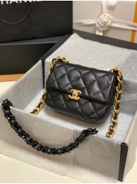 Imitation Chanel mini Shoulder Bag Lambskin&Gold-Tone Metal AS3205 black HY8793uq94