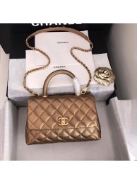 Imitation Chanel original Caviar leather flap bag top handle A92290 bronze&Gold-Tone Metal HY22663uq94