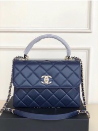 Imitation Chanel original lambskin top handle flap bag AS92236 royal blue&Gold-Tone Metal HY25455SU34