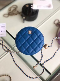 Imitation Chanel Original mini Sheepskin bag AS1449 blue HY25574lH78