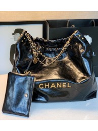 Imitation Chanel Original Oil Wax Leather Calfskin Cable Shopping Bag A67088 Black HY10490SU34