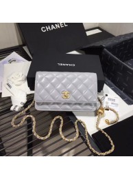Imitation Chanel Original Small classic Sheepskin flap bag AS33814 light grey HY6545zn33