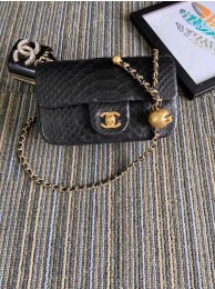 Imitation Chanel Original Small Snake skin flap bag AS1116 black HY26553RC38