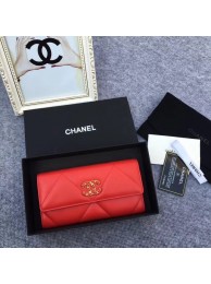 Imitation Chanel sheepskin & Gold-Tone Metal Wallet AP0955 red HY4248Xr29