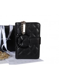 Imitation Chanel Sheepskin Leather Black CC Logo Bi-Fold Wallet A50080 Black HY10974lH78