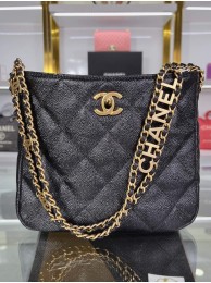 Imitation Chanel Shoulder Bag Grained Calfskin&Gold-Tone Metal AS3223 black HY23749lH78