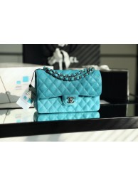 Imitation Chanel Small Classic Handbag Grained Calfskin Caviar & silver-Tone Metal A01113 Green HY26045KV93