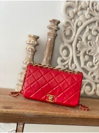 Imitation Chanel SMALL FLAP BAG Lambskin & Gold-Tone Metal AS3367 red HY16845Nj42