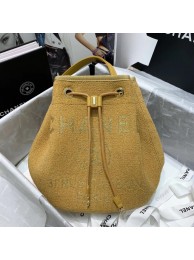 Imitation CHANEL Tweed Calfskin drawstring bag & Gold-Tone Metal 60588 yellow HY15825KV93
