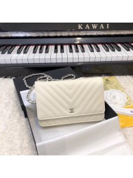 Imitation Chanel WOC Original Caviar Leather Flap cross-body bag V33814 pink Silver chain HY10941VO34